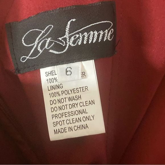 La Femme Burgundy Maxi Dress - Picture 3 of 8